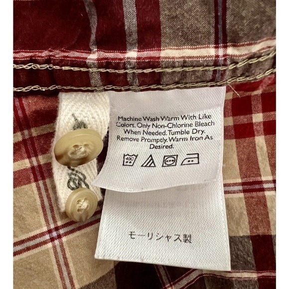 Eddie Bauer Men's Button Down Shirt Size XXL SS Red, Brown plaid EUC - Picture 8 of 8